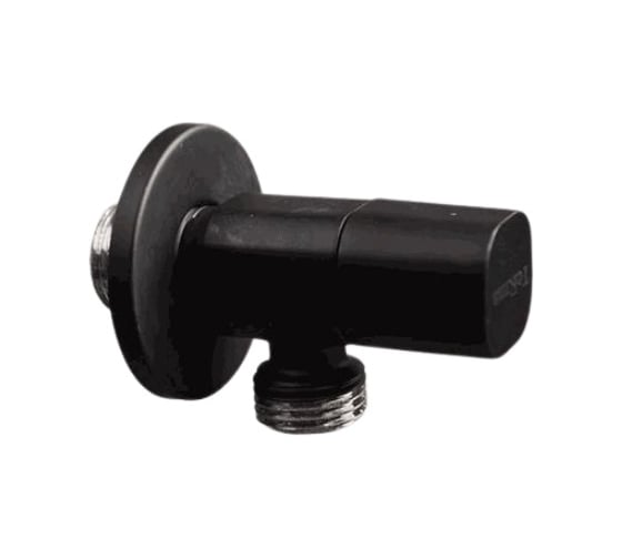 Изображение товара Угловой кран Terma хромированный 1/2 н/н керамический затвор ручка квадратная Black 26219