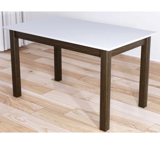 Изображение товара Стол кухонный Solarius Классика из массива сосны, белая столешница 20 мм и ножки цвета темного дуба, 90x60x75 см 600-10039