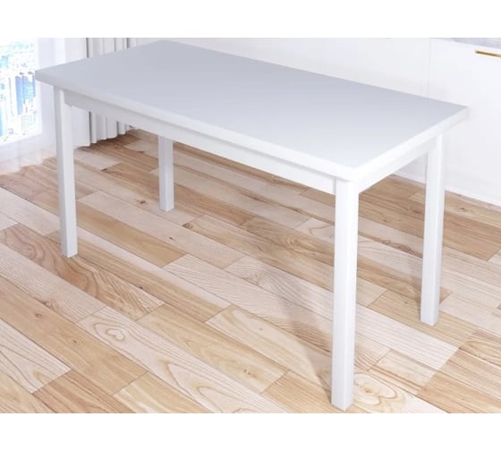 Изображение товара Стол кухонный Solarius Классика из массива сосны, белая столешница 40 мм и ножки, 130x70x75 см 600-10127