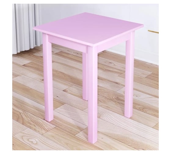 Изображение товара Стол кухонный Solarius Классика квадратный с розовой столешницей 20 мм и ножками розового цвета, 60x60x75 см 600-10271