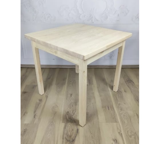 Изображение товара Стол кухонный Solarius Классика квадратный из массива сосны, столешница 40 мм, без шлифовки и покраски,, 75x75x75 см 600-10294