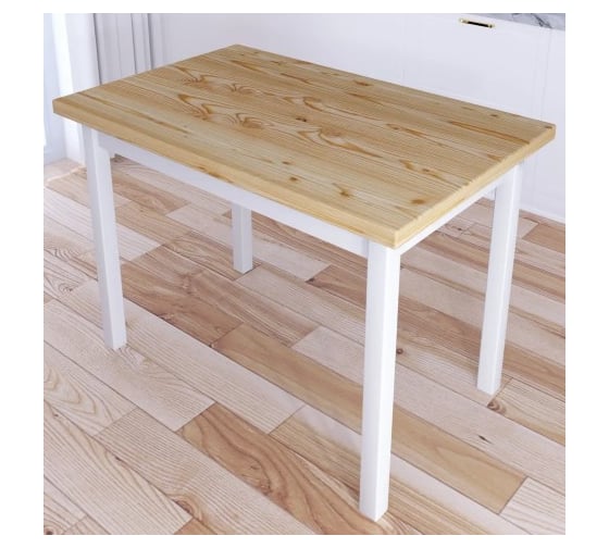 Изображение товара Стол кухонный Solarius Классика с лакированной столешницей из массива сосны 40 мм и белыми ножками, 90x60x75 см 600-10306