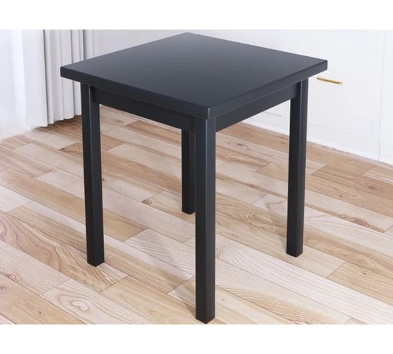 Изображение товара Стол кухонный Solarius Классика с квадратной столешницей из массива сосны 40 мм, 75x75x75 см, цвет антрацит 600-10217