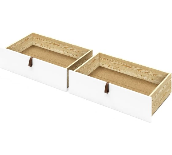 Изображение товара Ящик под кровать Solarius выкатной на колесиках для хранения вещей, 57x92,5x20,8 см, цвет белый, 2 шт. (для кровати Классика-200) yashik2-bel