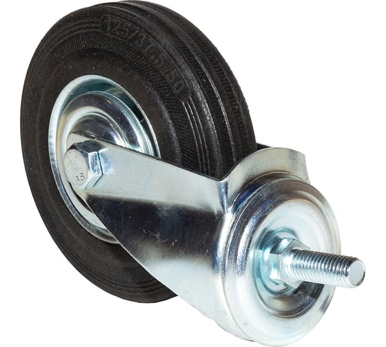 Изображение товара Опора колесная поворотная SOBELL штырь-болт М12 ф125 мм, нагрузка 125 кг, резина (SCt 55) 039125M12