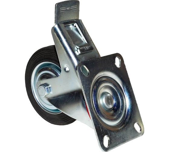 Изображение товара Опора колесная поворотная с тормозом SOBELL ф100 мм, нагрузка 70 кг, резина (SCb 42) 038100