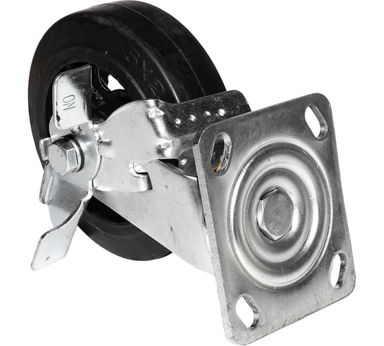 Изображение товара Опора колесная поворотная с тормозом SOBELL ф150 мм, нагрузка 230 кг, резина (SCDb 63) 099150