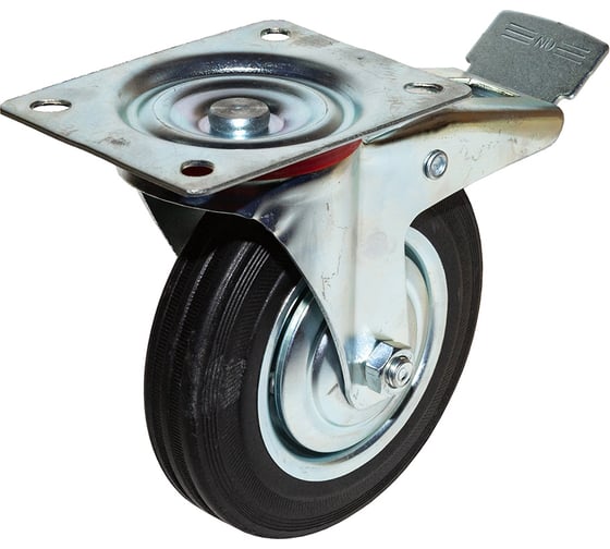 Изображение товара Опора колесная поворотная с тормозом SOBELL ф160 мм, нагрузка 145 кг, резина (SCb 63) 038160