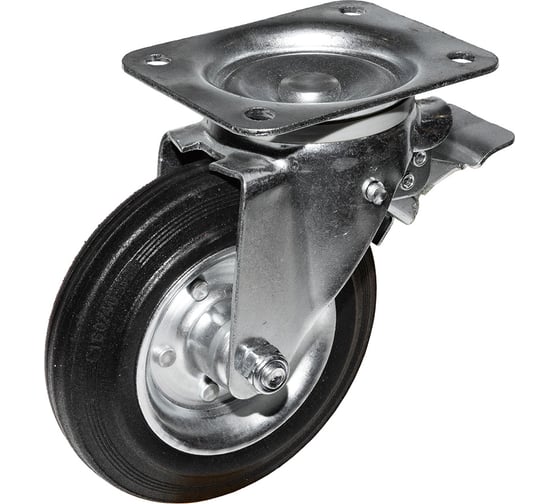 Изображение товара Опора колесная поворотная с тормозом SOBELL ф160 мм, нагрузка 200 кг, резина (SRCb 63) 711160