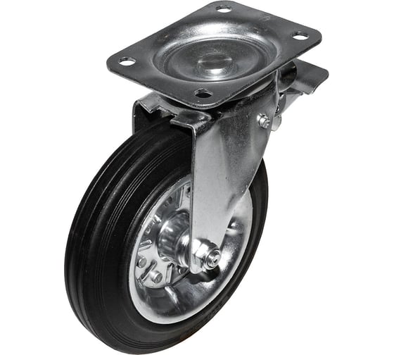 Изображение товара Опора колесная поворотная с тормозом SOBELL ф200 мм, нагрузка 230 кг, резина (SRCb 80) 711200