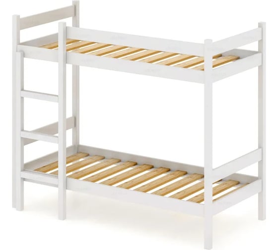 Изображение товара Двухъярусная кровать Solarius из массива сосны, 200x90 см, габариты 210x100, цвет белый dvuh90200bel