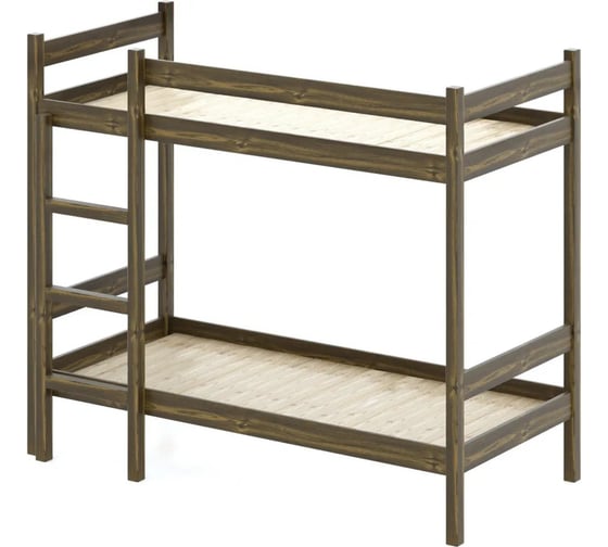 Изображение товара Двухъярусная кровать Solarius из массива сосны, со сплошным основанием, 190x90 см, габариты 200x100, цвет темный дуб dvuh90190tdub-full
