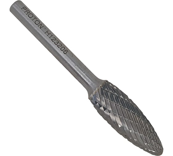 Изображение товара Бор-фреза PROTON твердосплавная пламевидная 12x3х32x45R, тип H, (D12 хв.6) УТ-00000734