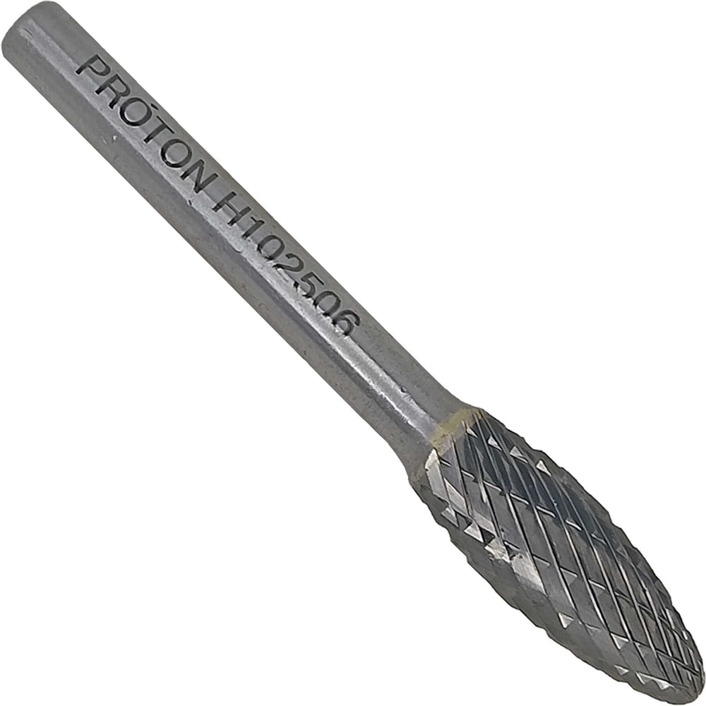 Изображение товара Бор-фреза PROTON твердосплавная пламевидная 10x6х25x45R для металла и пластика