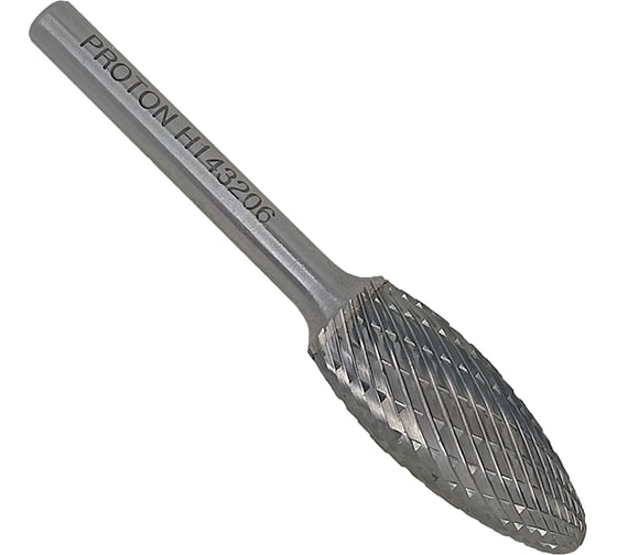 Изображение товара Бор-фреза PROTON твердосплавная пламевидная 14x6х32x45R, тип H, (D14 хв.6) УТ-00000733