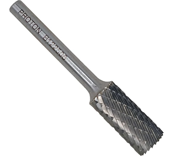 Изображение товара Бор-фреза PROTON твердосплавная цилиндрическая с торцевыми зубьями 12x6х25x45R, тип B, (D 12 хв.6) УТ-00000757