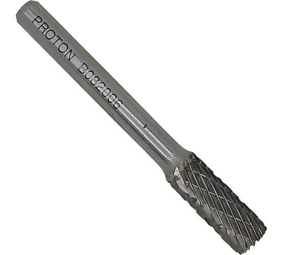 Изображение товара Бор-фреза PROTON твердосплавная цилиндрическая с торцевыми зубьями 08x6х20x45R, тип B, (D 08 хв.6) УТ-00000759