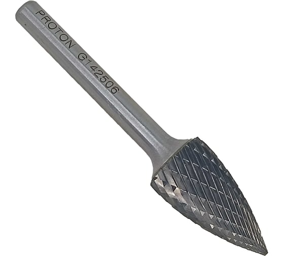 Изображение товара Бор-фреза PROTON твердосплавная параболическая с точечным торцом 14x6х25x45R, тип G, (D 14 хв.6) УТ-00000779