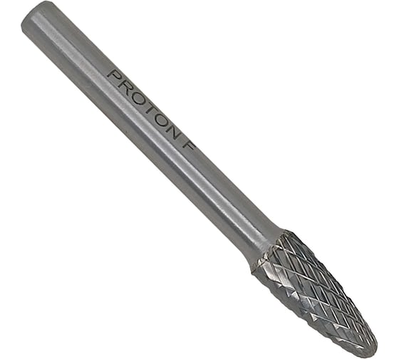 Изображение товара Бор-фреза PROTON твердосплавная параболическая 8x6х18x45R, тип F, (D 8 хв.6) УТ-00000766