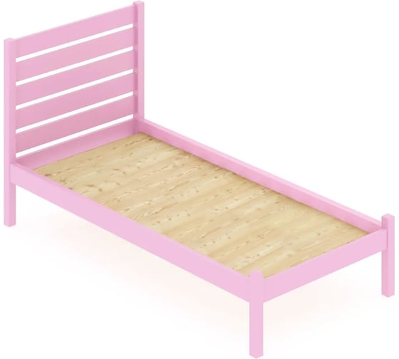 Изображение товара Кровать односпальная Solarius Классика из массива сосны, со сплошным основанием и высокой спинкой, цвет розовый, 80x190 см klas-spin80roz-190-full