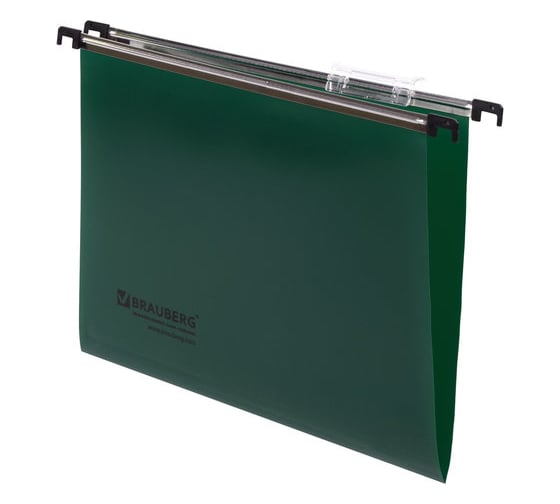 Изображение товара Подвесные папки BRAUBERG А4 350х245 мм, до 80 листов, КОМПЛЕКТ 5 шт., пластик, зеленые, 231799