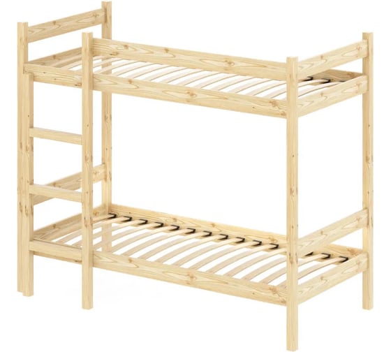 Изображение товара Двухъярусная кровать из массива сосны Solarius с ортопедическим основанием, 190x80 см, габариты 200x90 см, без шлифовки и покрытия dvuh80190net-orto