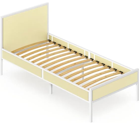 Изображение товара Односпальная кровать Solarius Лофт Компакт с ортопедическим основанием, ваниль, с белым металлическим каркасом, 90x200 см KOMP90loft-van-white-orto