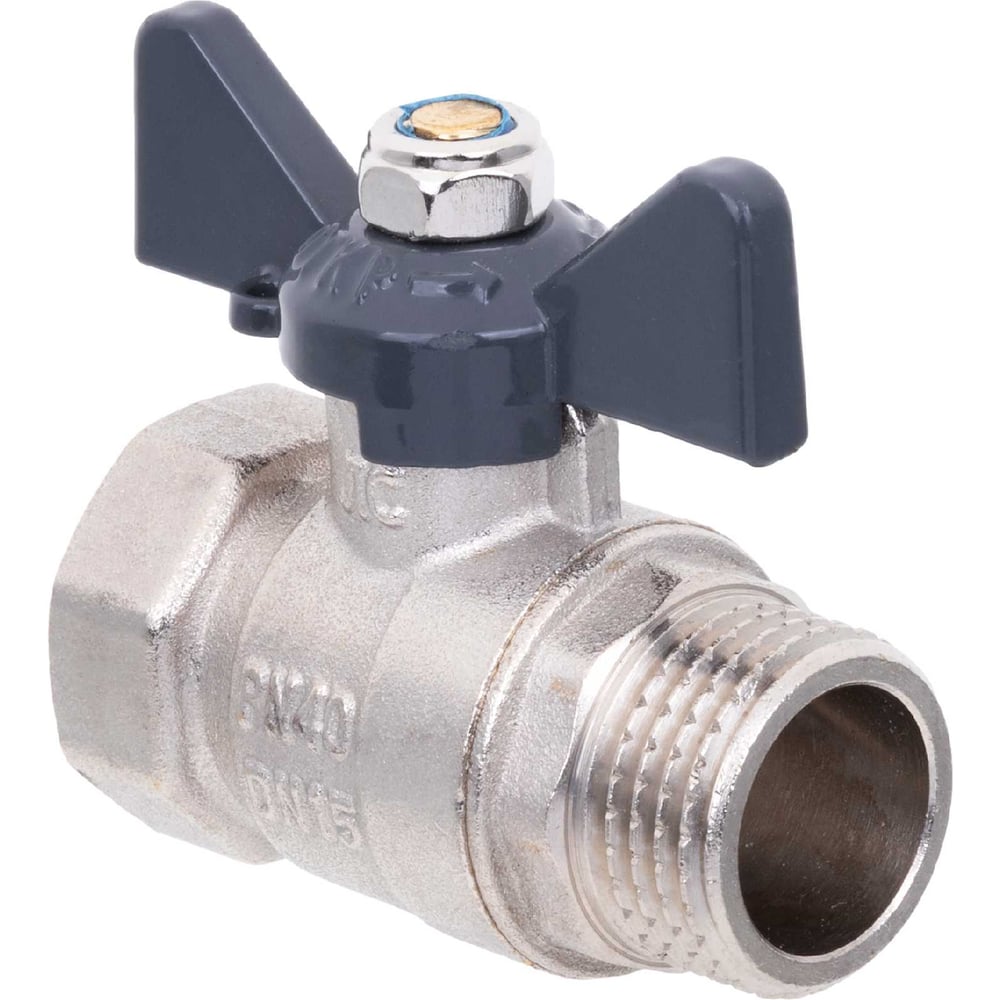 Изображение товара Шаровой кран AQUALINK вн-нар 1/2 B бабочка никелированная латунь