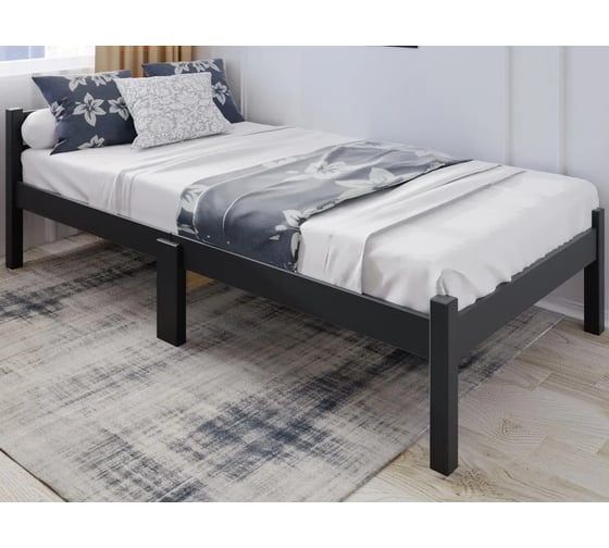 Изображение товара Односпальная кровать Solarius с ортопедическим основанием, для взрослых, из сосны, 90x200 см, антрацит ortokompakt90ser