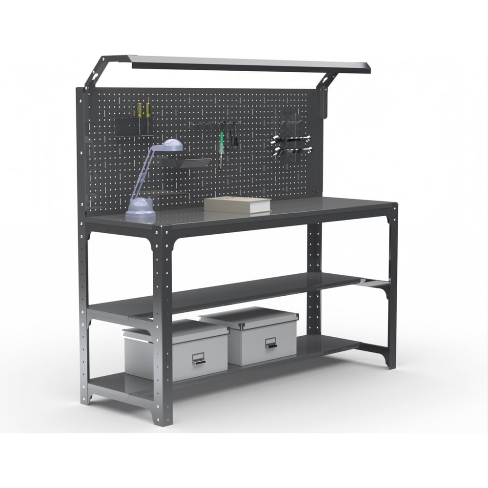 Изображение товара Стол металлический Металекс KIT 750х1200 с освещением серый