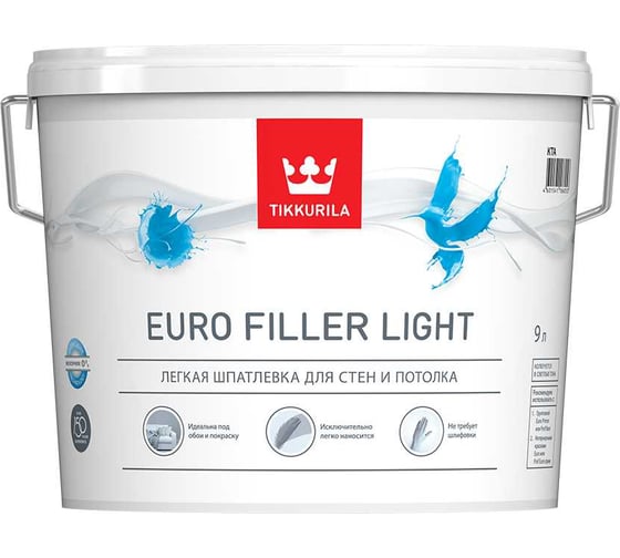 Изображение товара Шпаклевка легкая Евро Филлер лайт Kta 9 л Tikkurila 700009483