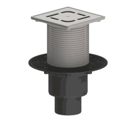 Изображение товара Трап Татполимер вертикальный выпуск, сух/затв Дн50/75/110, решетка из нержавеющей стали 150x150мм, 310N 004-1165