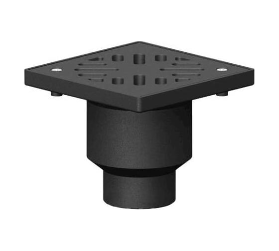 Изображение товара Трап Татполимер чугунный, квадр. вертикальный Ду100, с грязеуловителем с чуг/решеткой ТП-113.110-250VP 004-0321