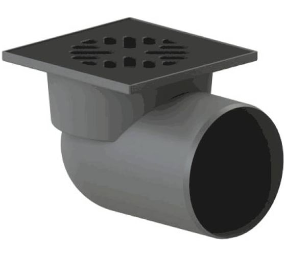 Изображение товара Трап нерегулируемый Татполимер горизонтальный выпуск, сухой затвор Дн110, сталь/решетка 150x150 мм ТП-105P 004-1595