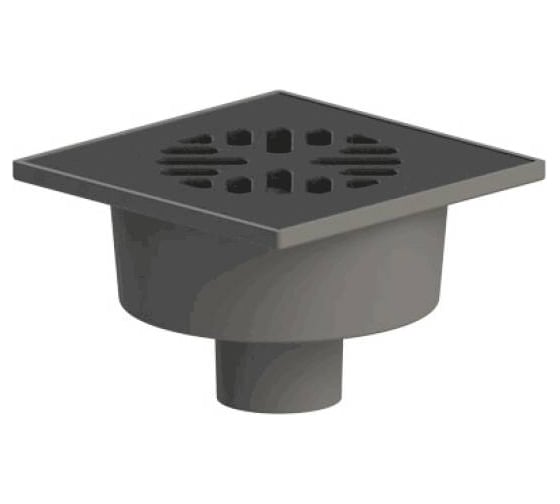 Изображение товара Трап Татполимер нерегулируемый, вертикальный выпуск, сухой затвор Дн50, со стальной решеткой 150x150 мм, ТП-102P 004-1592