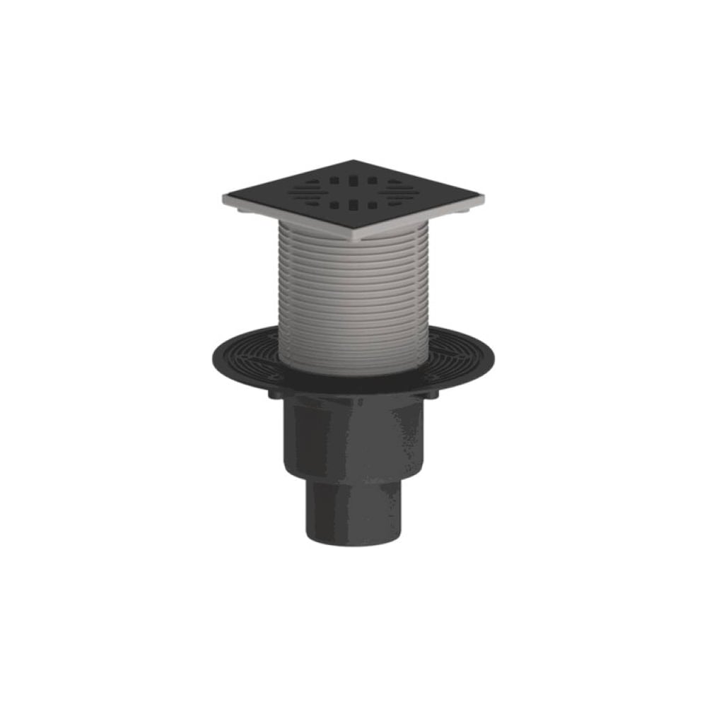 Изображение товара Трап Татполимер регулируемый, вертикальный выпуск, сухой затвор Дн50/75/110, с чугунной решеткой 150x150 мм 310Р 101200457 004-1462