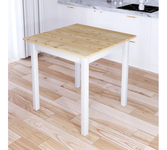 Изображение товара Стол кухонный Solarius Классика квадратный с лакированной столешницей 20 мм и ножками белого цвета, 60x60x75 см 600-10030