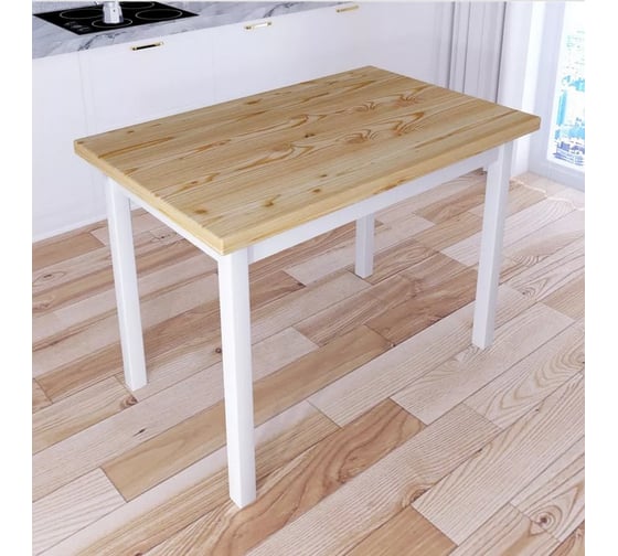 Изображение товара Стол кухонный Solarius Классика с лакированной столешницей из массива сосны 40 мм и белыми ножками, 110x60x75 см 600-10324