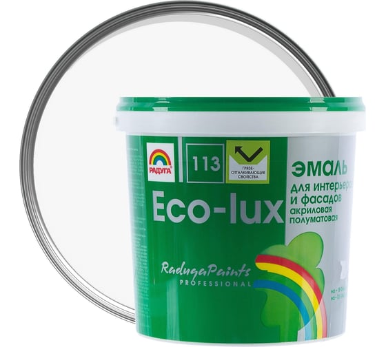 Изображение товара Универсальная эмаль Радуга Эко-Люкс ВД-АК 113 База А 9 л, под колеровку 4607017510636