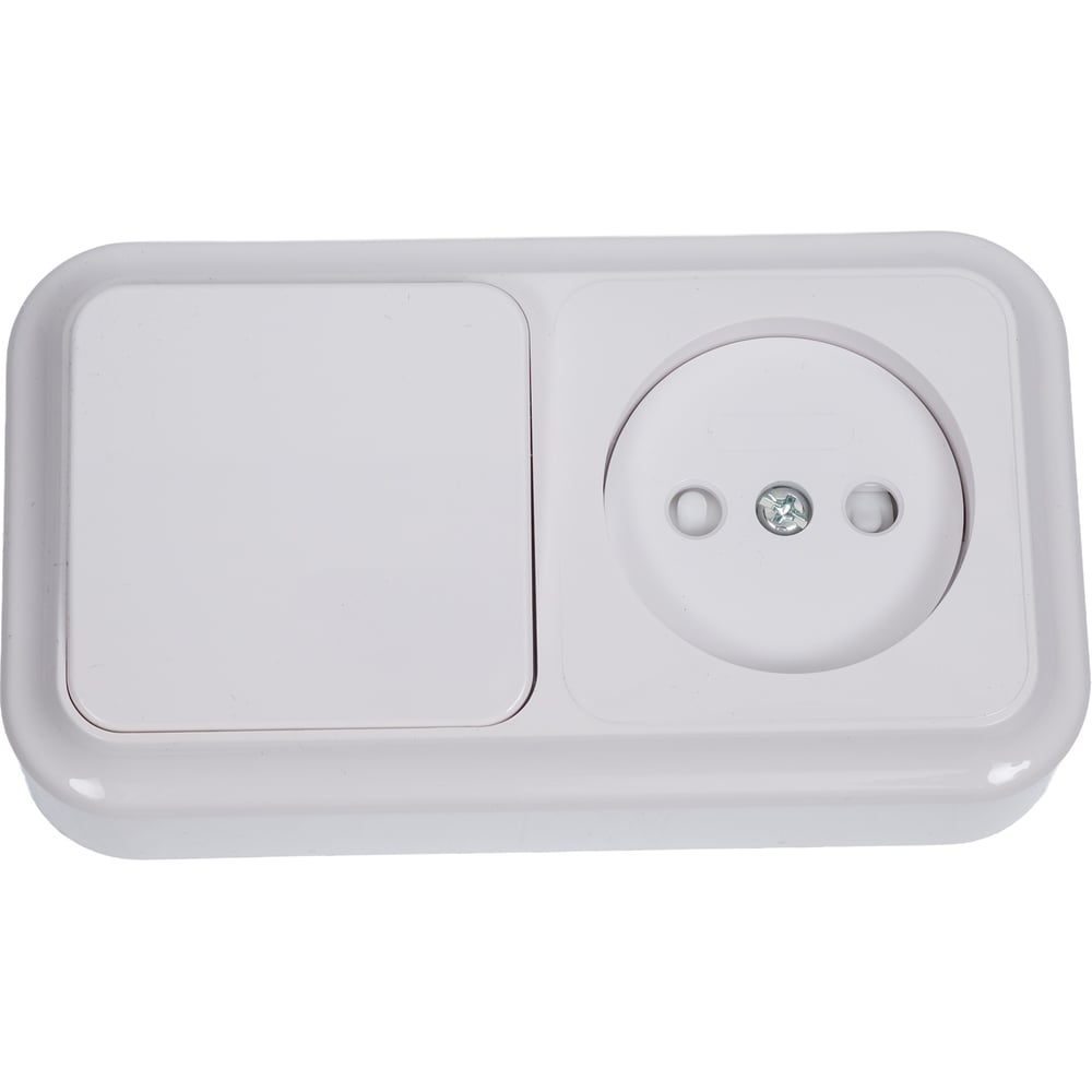 Изображение товара Блок В-РЦ-571 выключатель и розетка со шторкой серия ПРАЛЕСКА белый