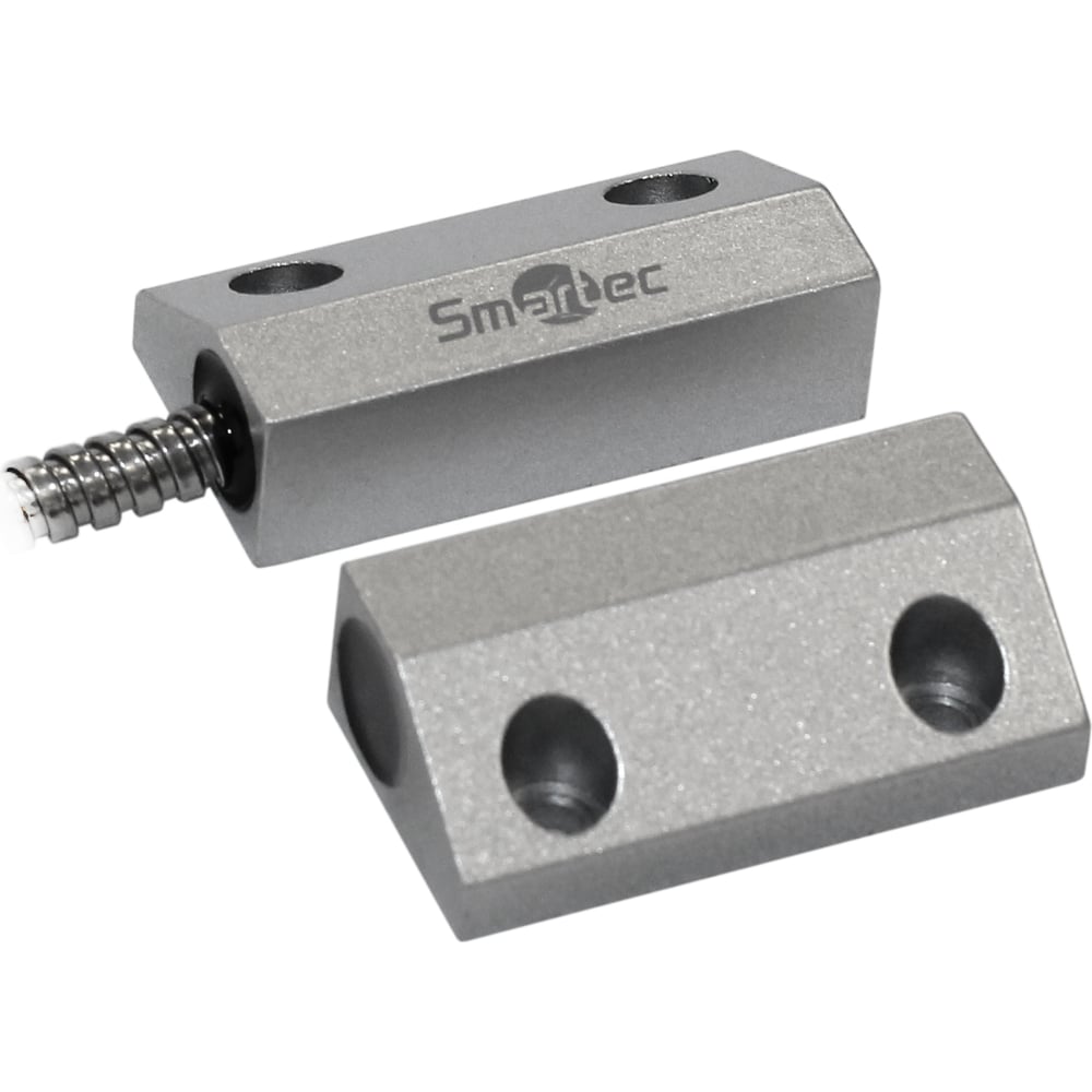 Изображение товара Магнитоконтактный датчик Smartec ST-DM131NC-SL НЗ, серебряный, накладной для металлических дверей, металлорукав smkd0825