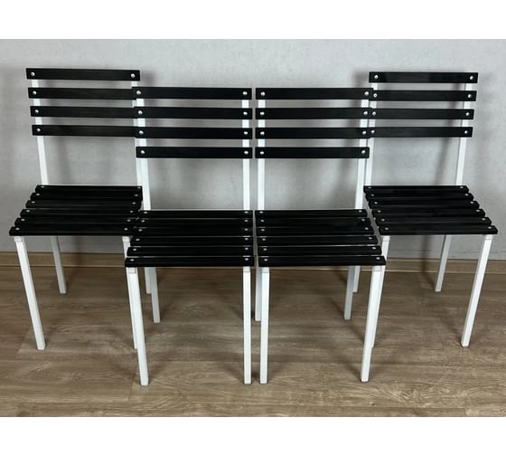 Изображение товара Комплект стульев Solarius металлических универсальных, белый каркас с черной березовой спинкой и сиденьем, 4 шт. 500-10012-4