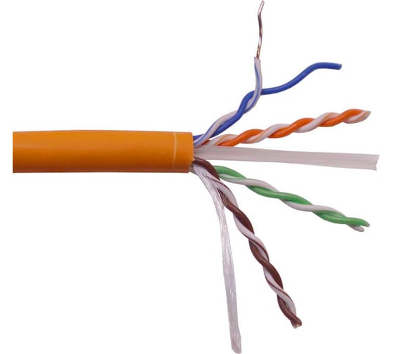 Изображение товара Кабель LANMASTER U/UTP, 4 пары, Кат. 6, с перегородкой, 550Mhz, LSZH, нг(A)-HF, оранжевый, 305 м LAN-6EUTP-HFLT-OR