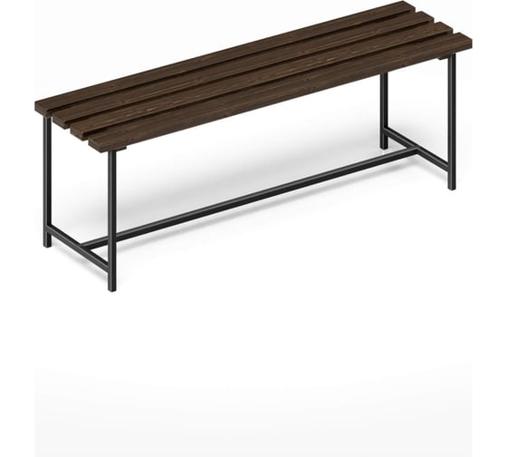 Изображение товара Скамейка садовая Solarius Классика с деревянным сиденьем из 4-ех досок цвета венге, лавочка для дачи с черным металлическим каркасом skam-ven