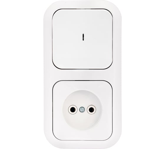 Изображение товара Блок 1 выключатель + розетка Bylectrica скрытой установки с подсветкой, серия ГАРМОНИЯ, белый, В-РЦ-669