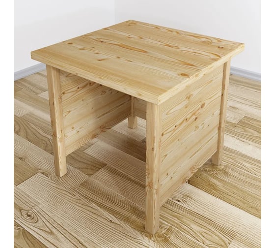 Изображение товара Стол руководительский Solarius Классика квадратный из массива сосны, без шлифовки и покраски, 80x80x75 см stol-ruk80net