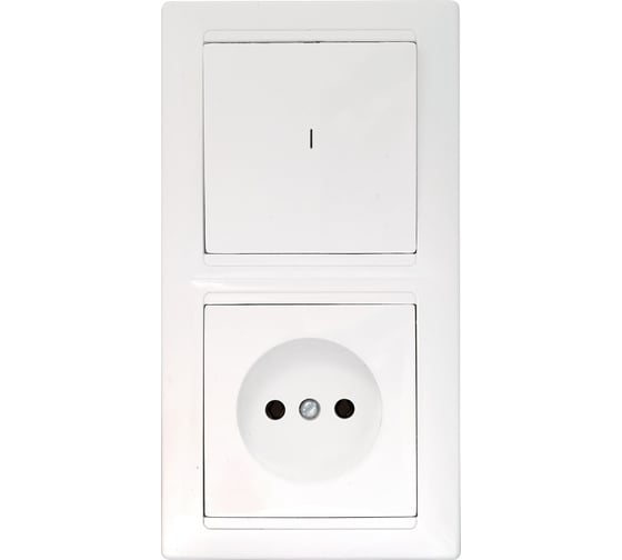 Изображение товара Блок Bylectrica 1 выключатель + розетка скрытой установки с подсветкой, серия СТИЛЬ, белый, В-РЦ-697