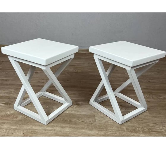 Изображение товара Комплект табуретов в стиле лофт Solarius Циклон из массива сосны 4 см, металлический каркас, цвет белый, 2 шт. 203-10006-2