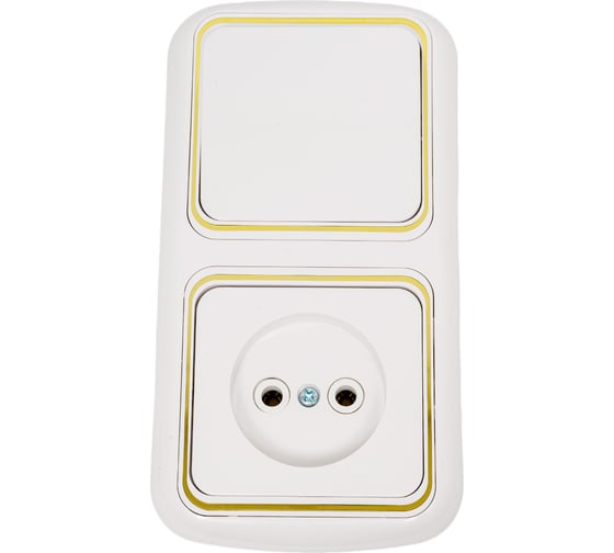 Изображение товара Блок Bylectrica 1 выключатель + розетка скрытой установки, серия ГАРМОНИЯ ЛЮКС, белый, В-РЦ-533 з