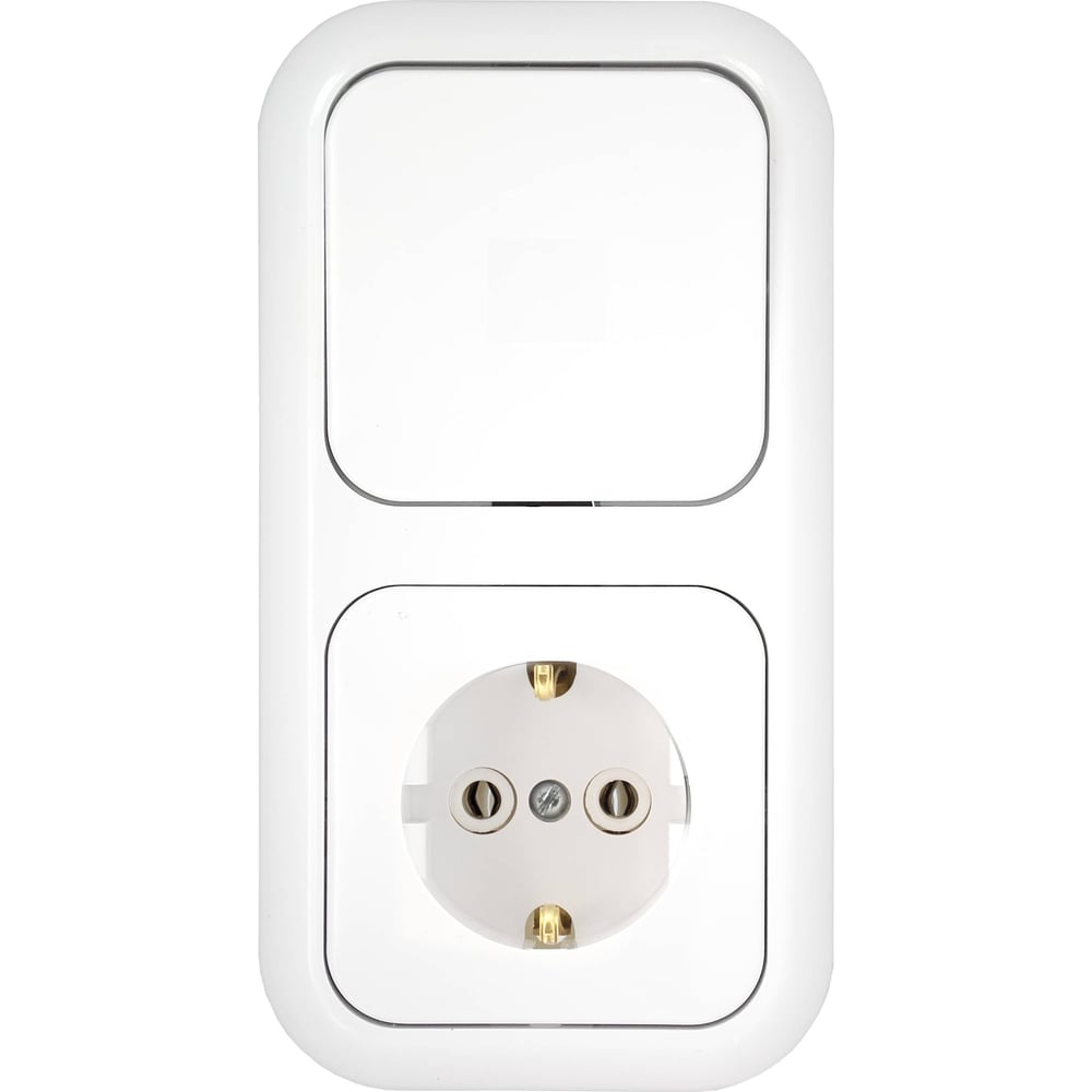 Изображение товара Блок выключатель и розетка с заземлением серия ГАРМОНИЯ В-РЦ-501 белый